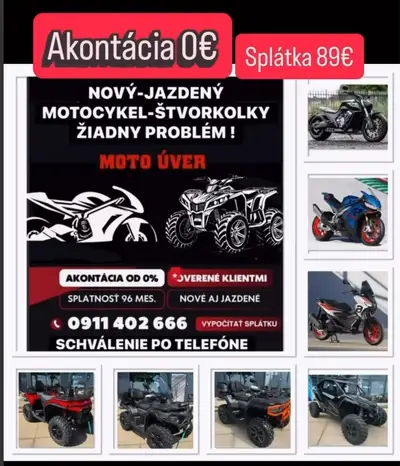 Motocykle štvorkolky na splátky s 0%akontáciou
